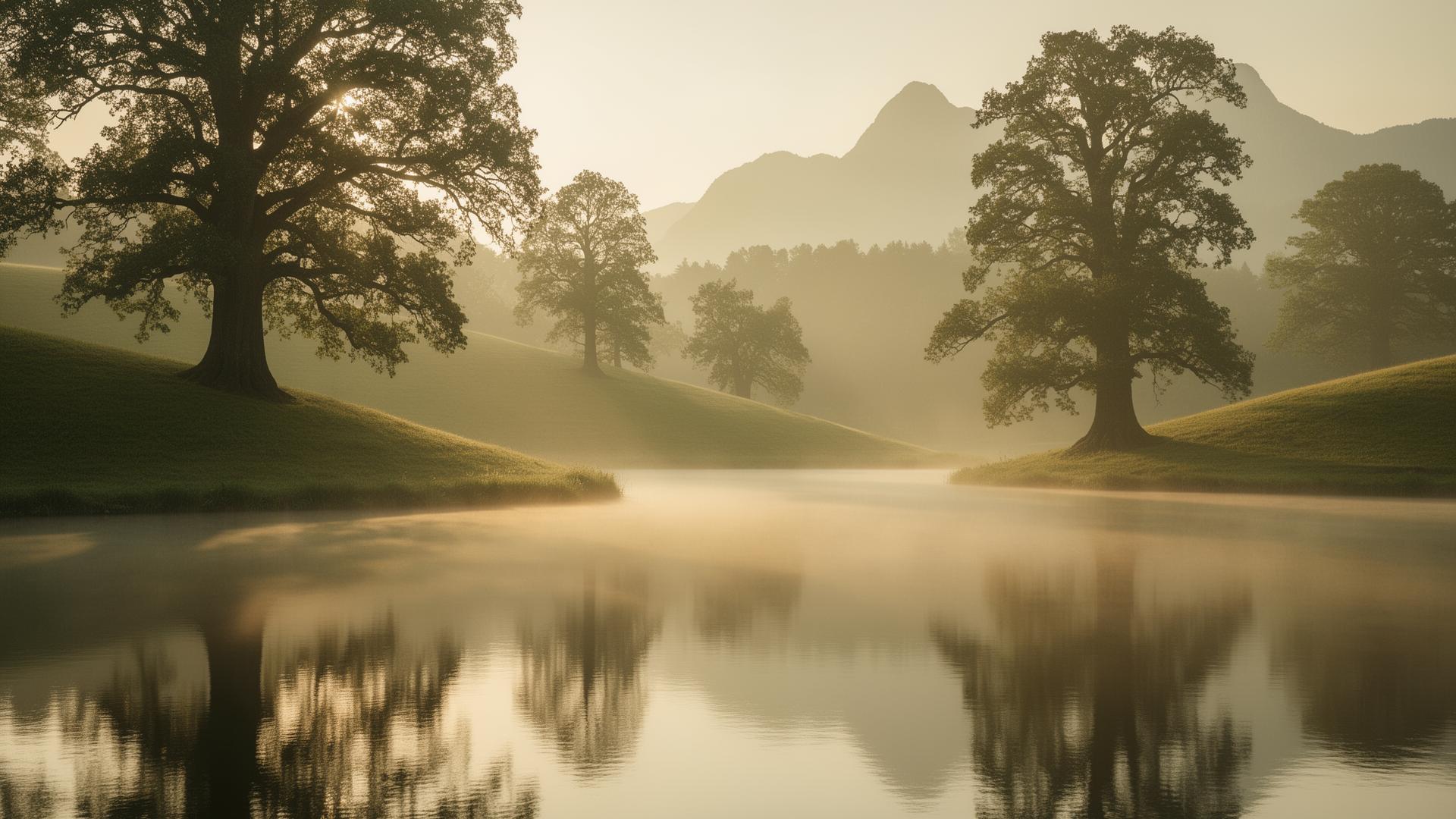 Paisaje natural en calma al amanecer